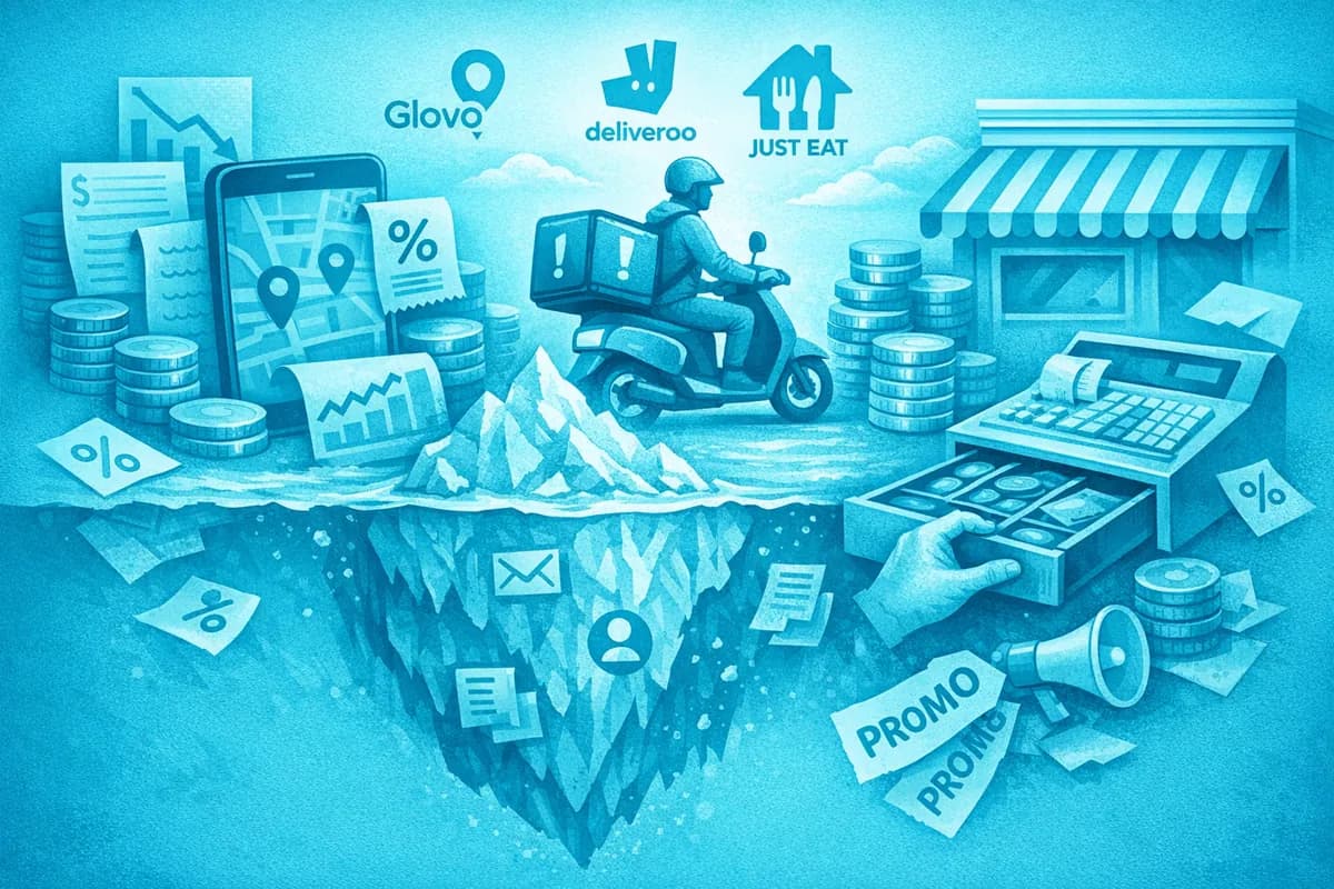 Restaurant owner reviewing delivery marketplace costs on a tablet