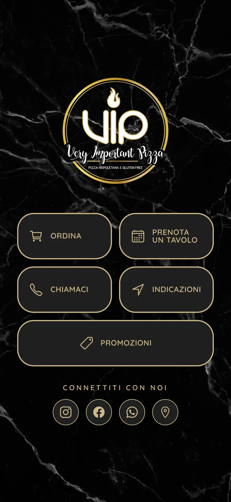 VIP Pizzeria app: order, book, promotions
